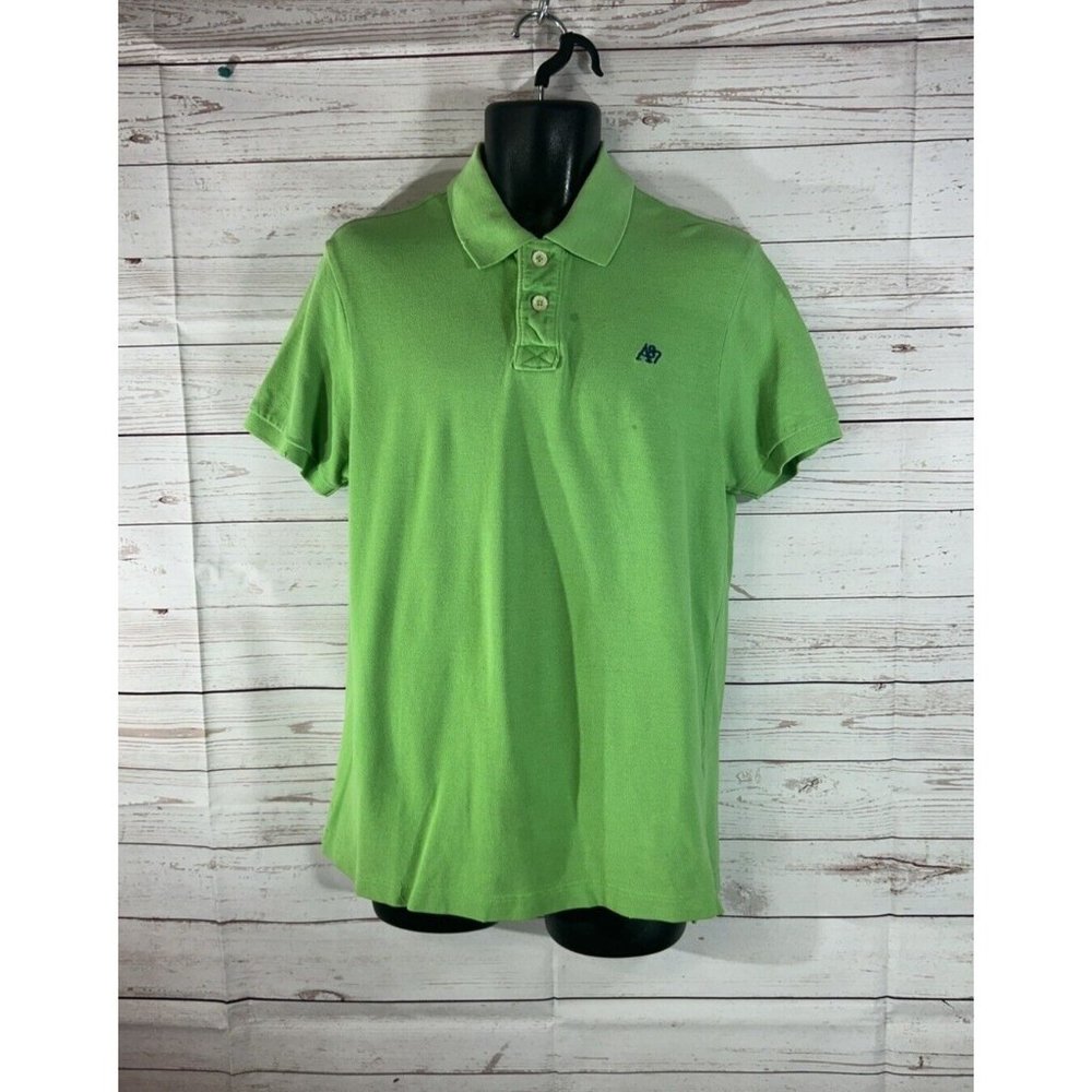 Aeropostale A87 Polo SHIRT GREEN Mens size LARGE Short Sleeve w/ blue logo *READ